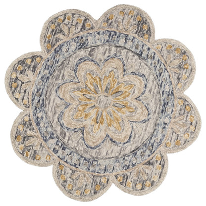 Dazzle Wool Area Rug Indoor in Gray/Multicolored, 4' Round