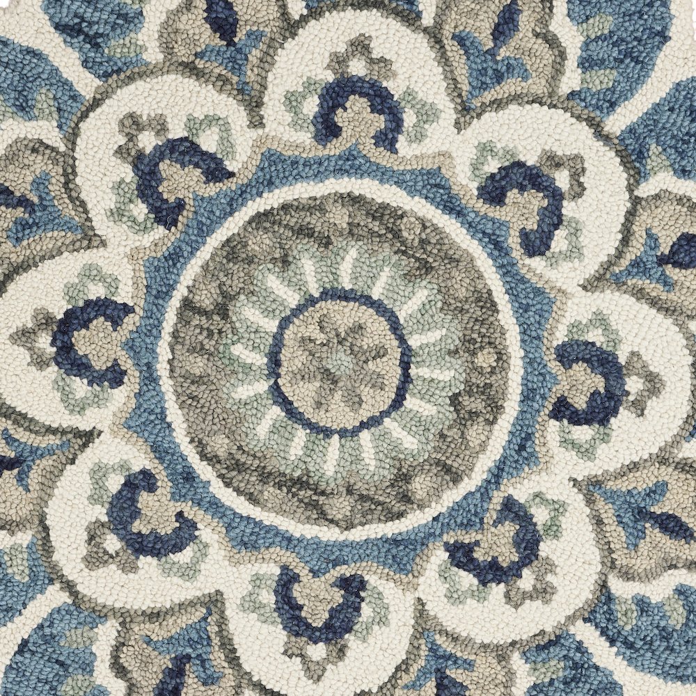 Dazzle Wool Area Rug Indoor in Cream/Blue, 4' Round