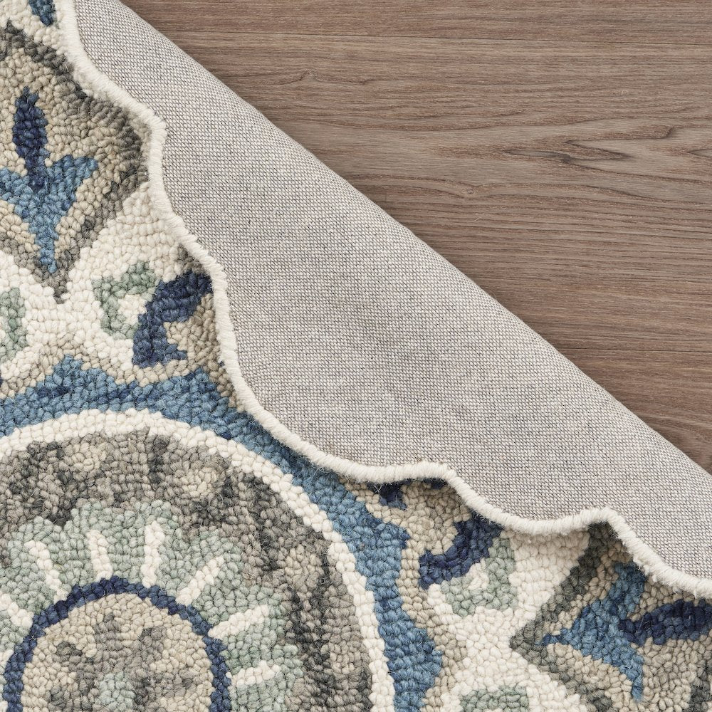 Dazzle Wool Area Rug Indoor in Cream/Blue, 4' Round