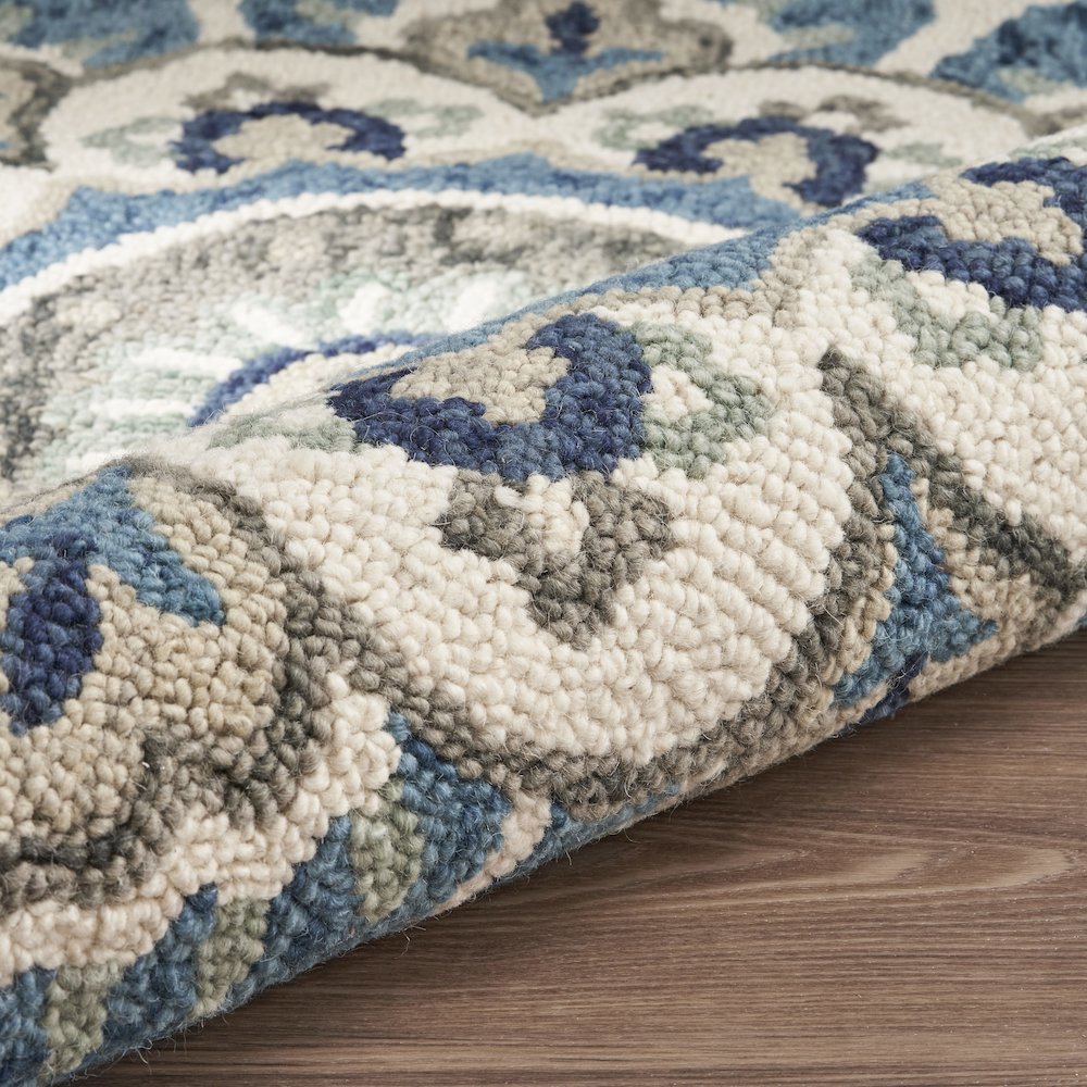 Dazzle Wool Area Rug Indoor in Cream/Blue, 4' Round