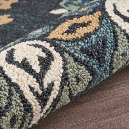 Dazzle Wool Area Rug Indoor in Black/Multicolored, 4' Round