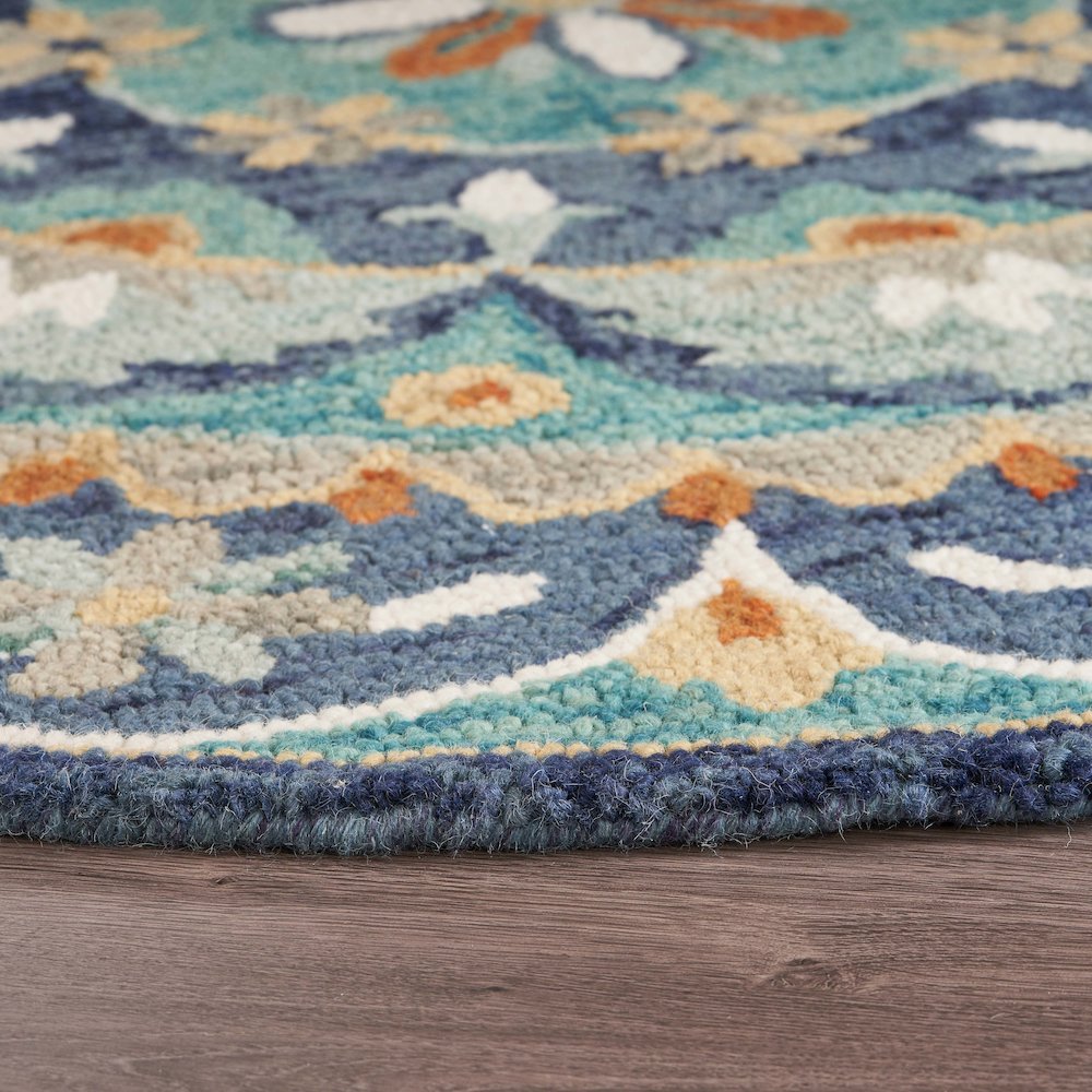 Dazzle Wool Area Rug Indoor in Blue/Multicolored, 4' Round