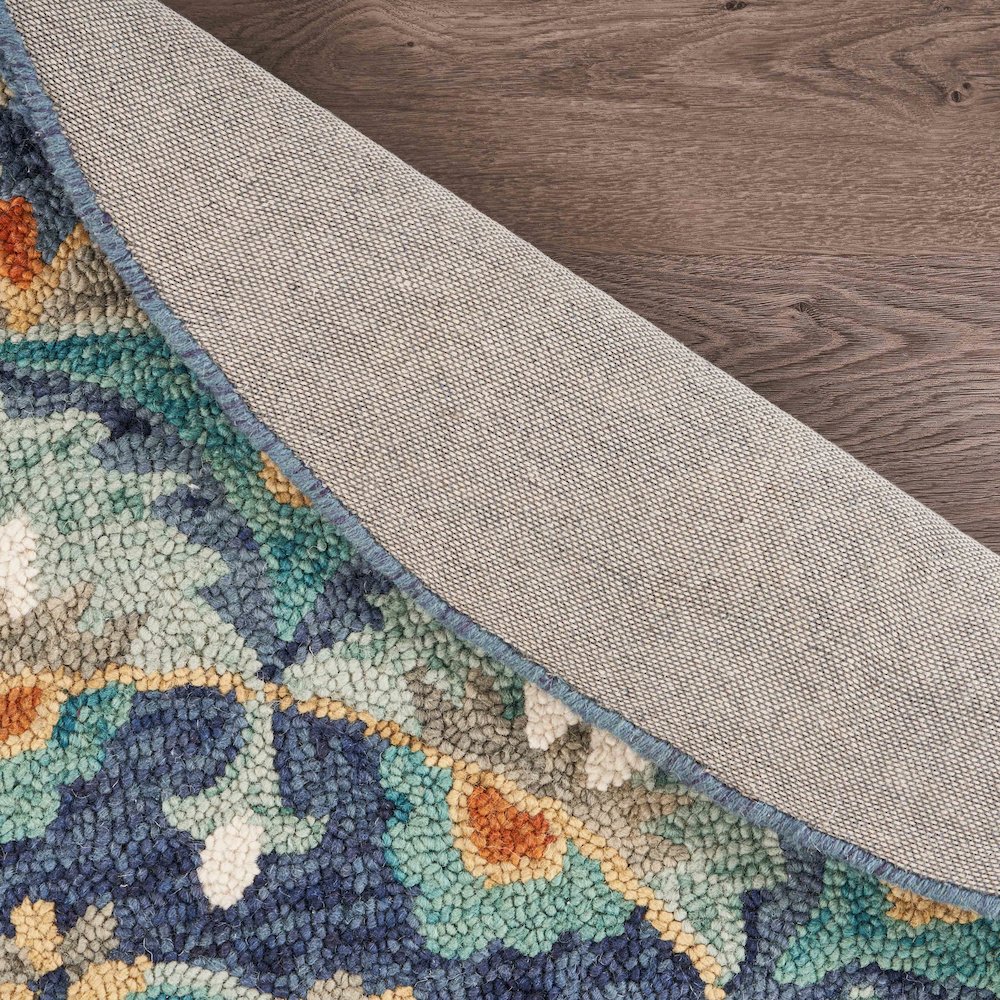 Dazzle Wool Area Rug Indoor in Blue/Multicolored, 4' Round