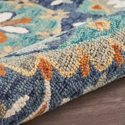 Dazzle Wool Area Rug Indoor in Blue/Multicolored, 4' Round