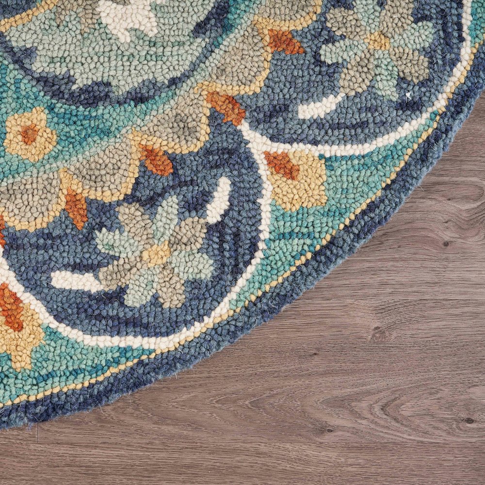 Dazzle Wool Area Rug Indoor in Blue/Multicolored, 4' Round