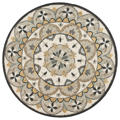 Dazzle Wool Area Rug Indoor in Brown/Cream, 4' Round