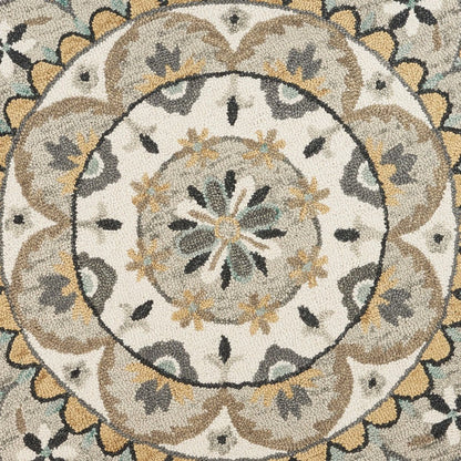 Dazzle Wool Area Rug Indoor in Brown/Cream, 4' Round