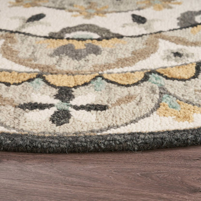 Dazzle Wool Area Rug Indoor in Brown/Cream, 4' Round