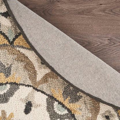 Dazzle Wool Area Rug Indoor in Brown/Cream, 4' Round