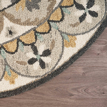 Dazzle Wool Area Rug Indoor in Brown/Cream, 4' Round