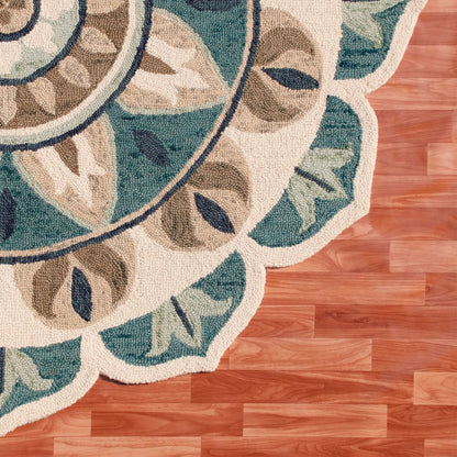 Dazzle Wool Area Rug Indoor in Blue/Gray, 4' Round