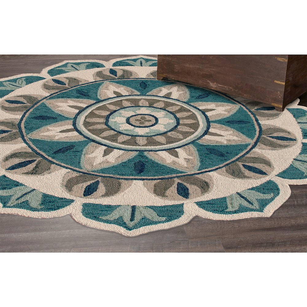 Dazzle Wool Area Rug Indoor in Blue/Gray, 4' Round