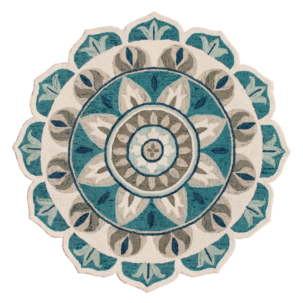 Dazzle Wool Area Rug Indoor in Blue/Gray, 4' Round