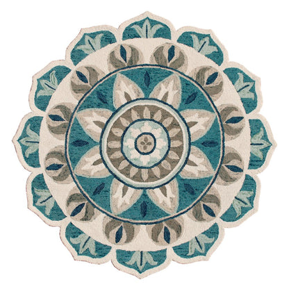 Dazzle Wool Area Rug Indoor in Blue/Gray, 4' Round