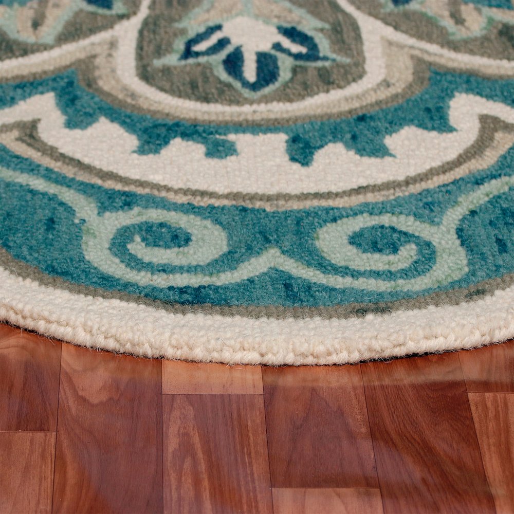 Dazzle Wool Area Rug Indoor in Blue/Gray, 4' Round