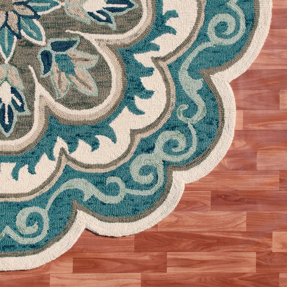 Dazzle Wool Area Rug Indoor in Blue/Gray, 4' Round