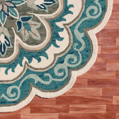 Dazzle Wool Area Rug Indoor in Blue/Gray, 4' Round