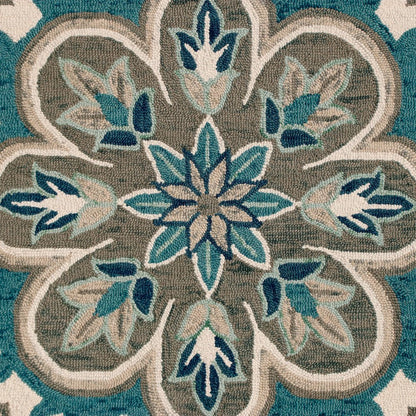 Dazzle Wool Area Rug Indoor in Blue/Gray, 4' Round