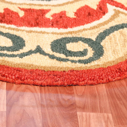 Dazzle Wool Area Rug Indoor in Orange/Gold, 4' Round