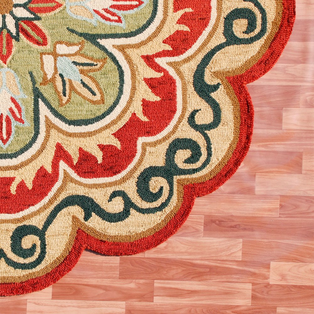 Dazzle Wool Area Rug Indoor in Orange/Gold, 4' Round