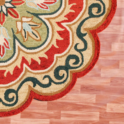 Dazzle Wool Area Rug Indoor in Orange/Gold, 4' Round