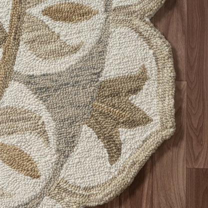 Dazzle Wool Area Rug Indoor in Ivory/Brown, 4' Round