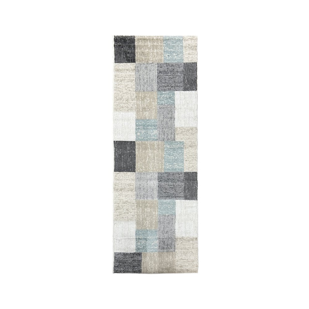 Dune Durable Performance Area Rug Indoor in Beige/Blue, 2'6" x 8'