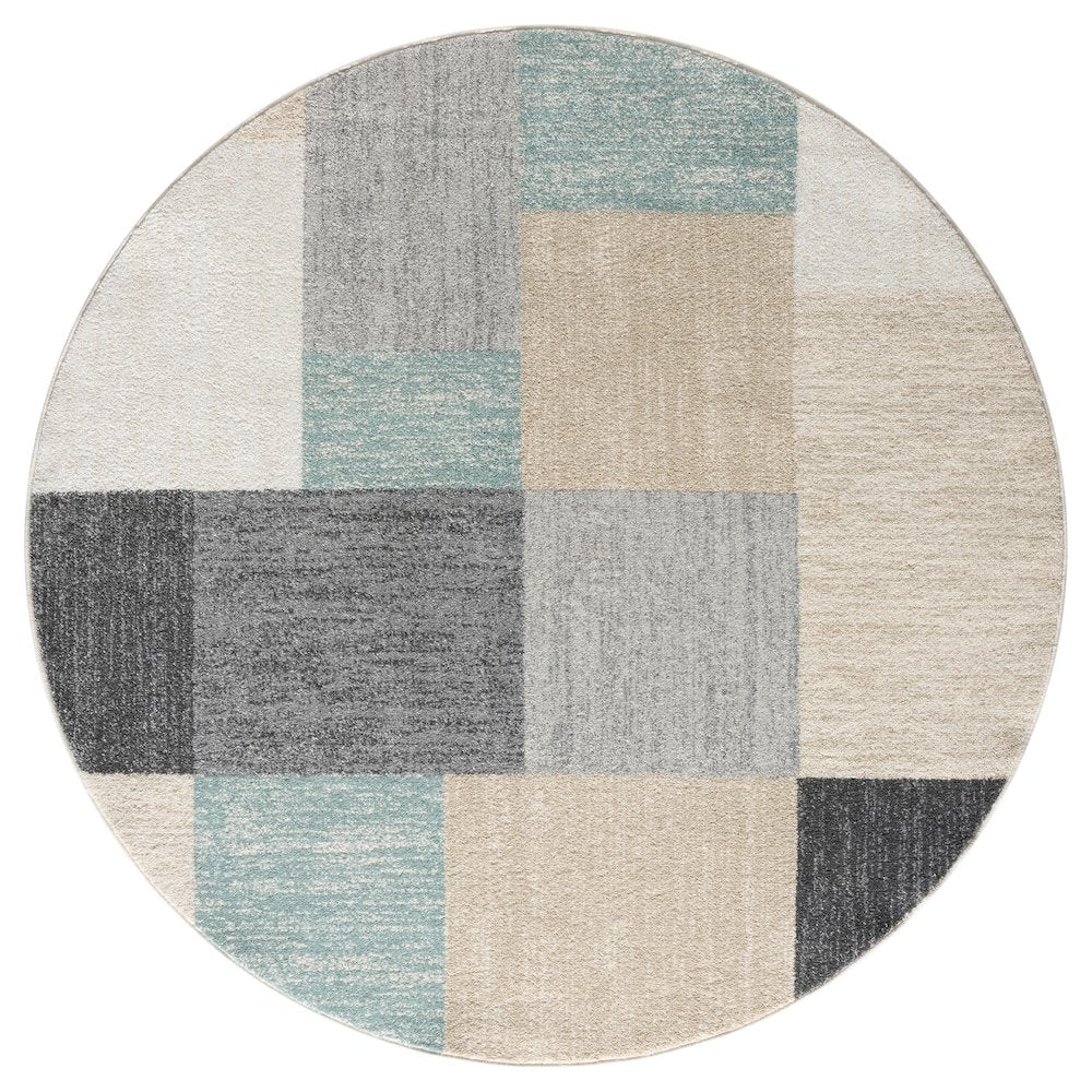 Dune Durable Performance Area Rug Indoor in Beige/Blue, 6' Round