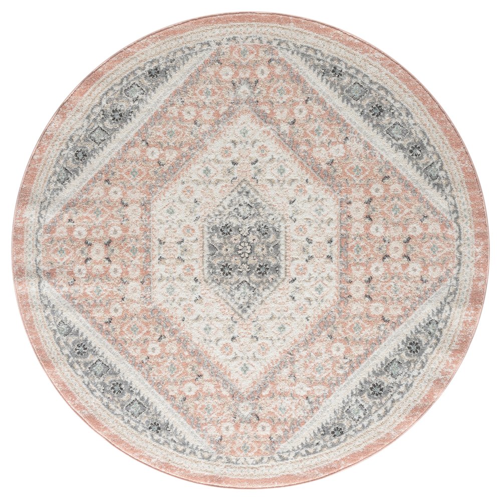 Dune Durable Performance Area Rug Indoor in Pink/Cream, 6' Round