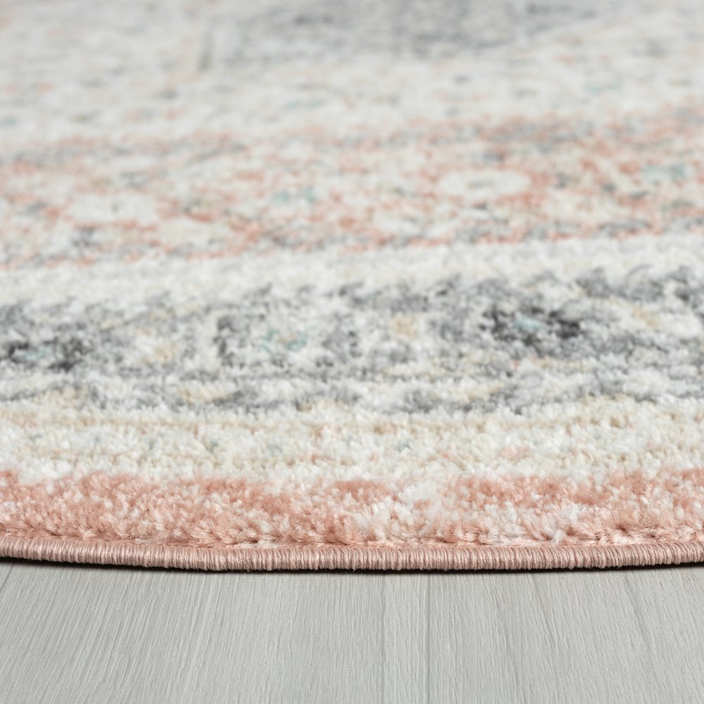 Dune Durable Performance Area Rug Indoor in Pink/Cream, 6' Round