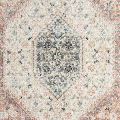 Dune Durable Performance Area Rug Indoor in Pink/Cream, 6' Round