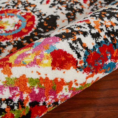 Fusion Jute Area Rug Indoor in Black/Multicolored, 2'3" x 7'
