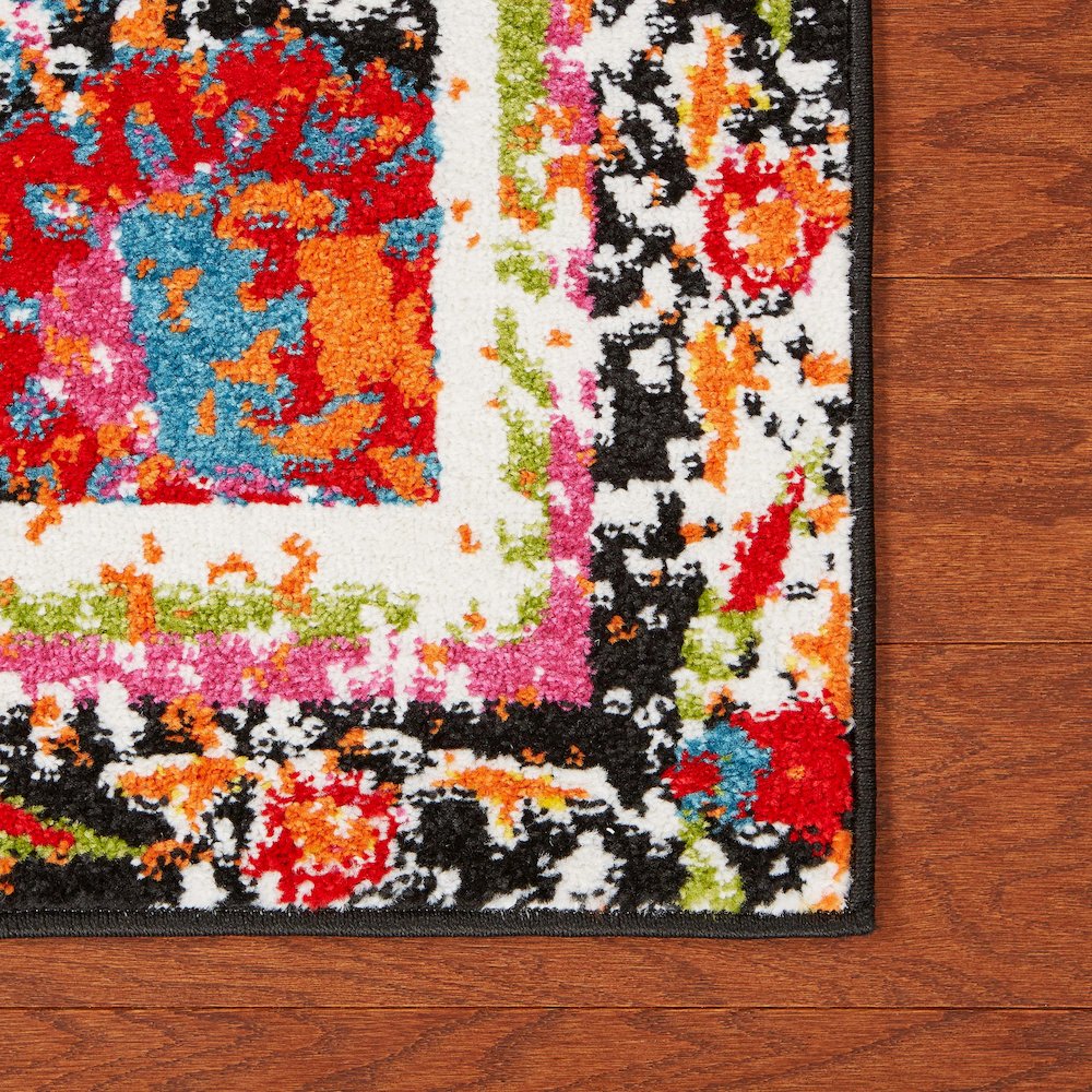 Fusion Jute Area Rug Indoor in Black/Multicolored, 2'3" x 7'