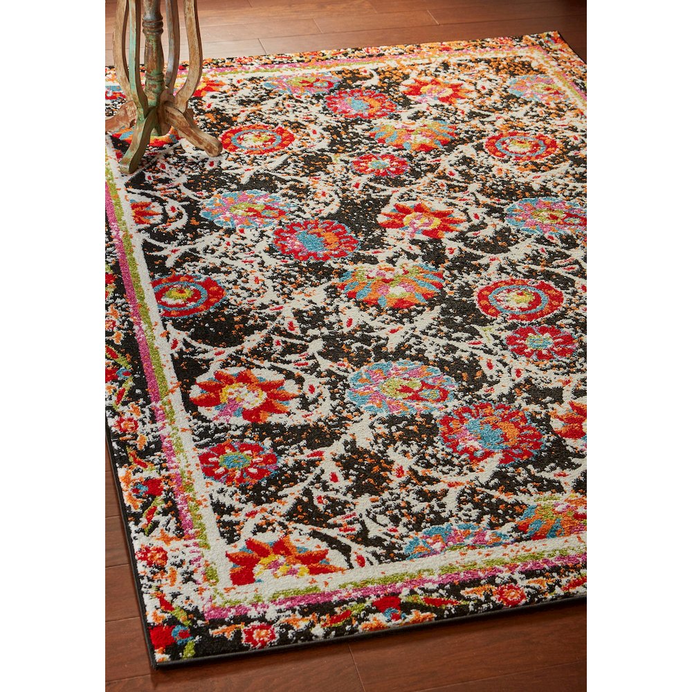 Fusion Jute Area Rug Indoor in Black/Multicolored, 2'3" x 7'
