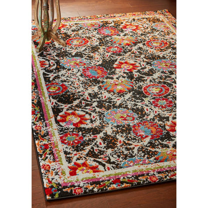 Fusion Jute Area Rug Indoor in Black/Multicolored, 2'3" x 7'