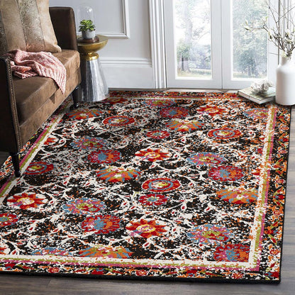 Fusion Jute Area Rug Indoor in Black/Multicolored, 2'3" x 7'