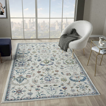 Gala Durable Performance Area Rug Indoor in Ivory/Blue, 2'3" x 8'9"