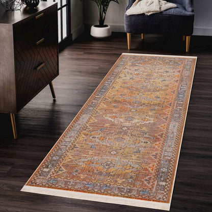 Holi Durable Performance Area Rug Indoor in Brown/Yellow, 2' x 6'
