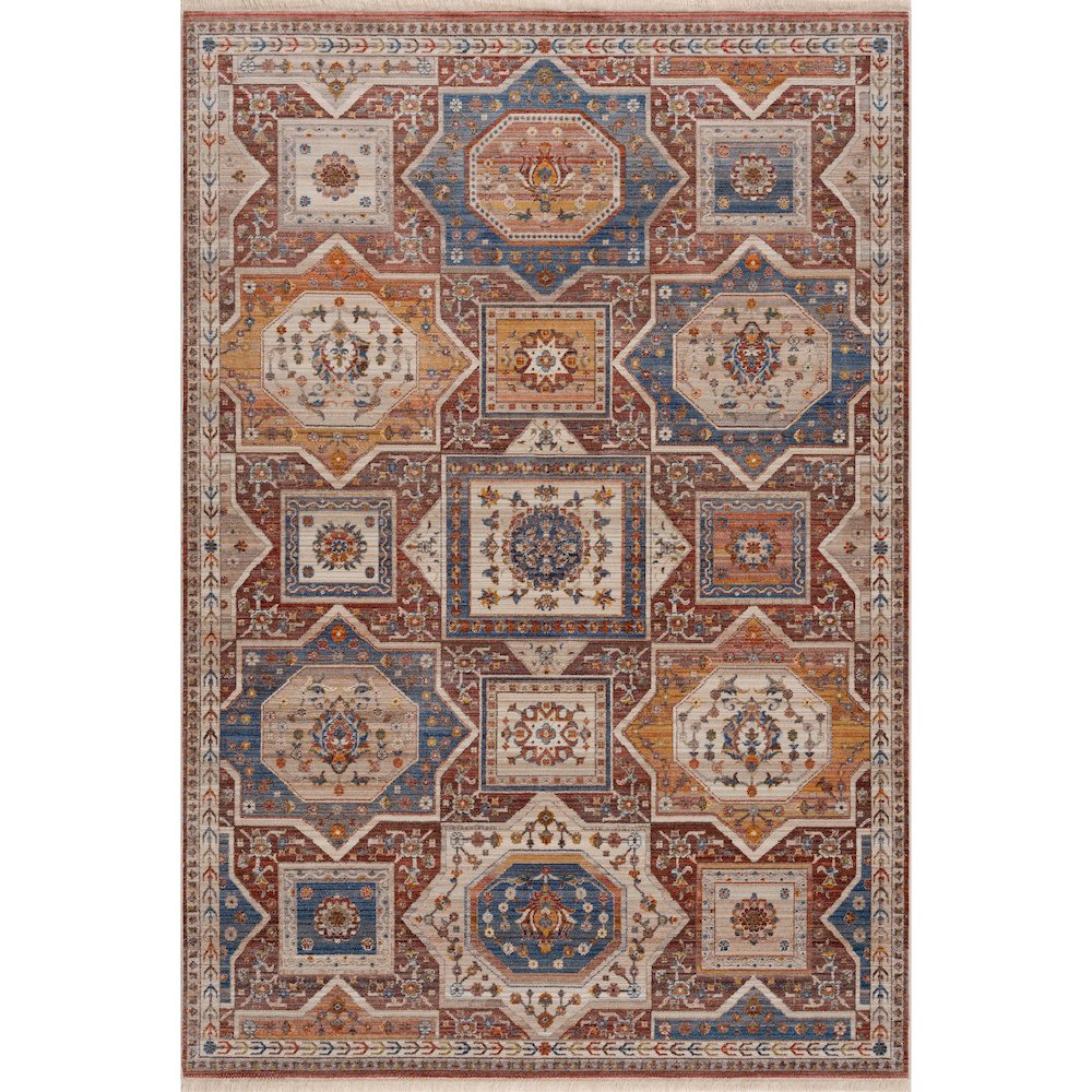 Holi Durable Performance Area Rug Indoor in Red/Ivory, 7'9" x 10'