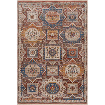 Holi Durable Performance Area Rug Indoor in Red/Ivory, 7'9" x 10'