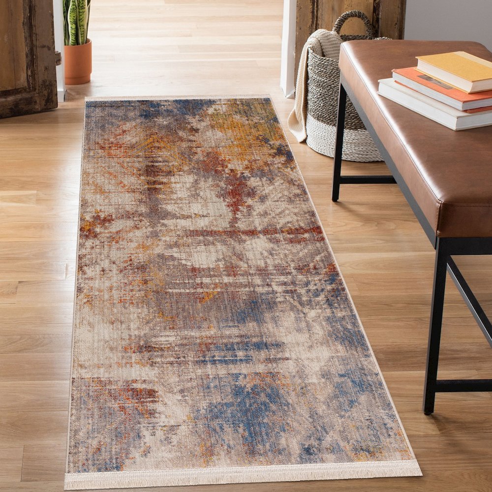Holi Durable Performance Area Rug Indoor in Gray/Blue, 2' x 6'