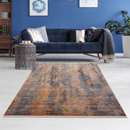 Holi Durable Performance Area Rug Indoor in Beige/Blue, 4' x 6'
