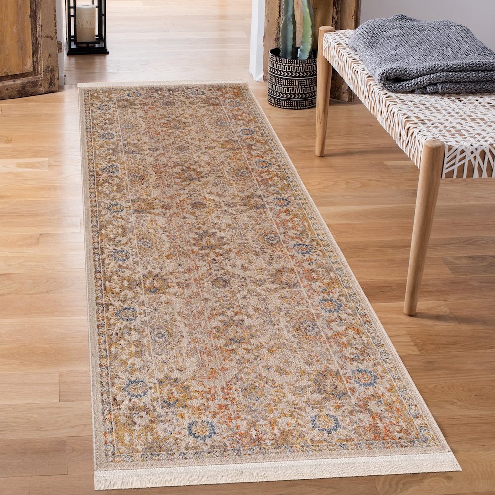 Holi Durable Performance Area Rug Indoor in Ivory/Beige, 2' x 6'