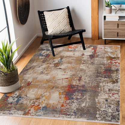 Holi Durable Performance Area Rug Indoor in Gray/Ivory, 4' x 6'