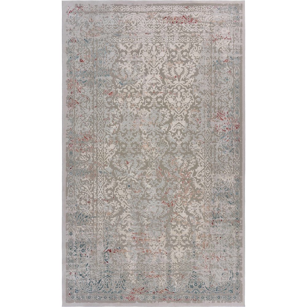 Imagine Durable Performance Area Rug Indoor in Gray/Red, 5'3" x 7'6"