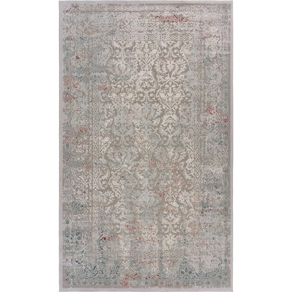 Imagine Durable Performance Area Rug Indoor in Gray/Red, 5'3" x 7'6"