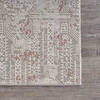 Imagine Durable Performance Area Rug Indoor in Blue/Cream, 1'10" x 3'