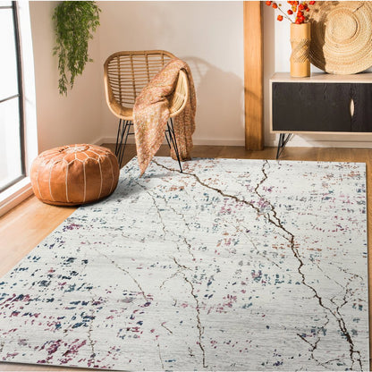 Impulse Performance Blend Area Rug Indoor in White/Brown, 5' x 7'6"