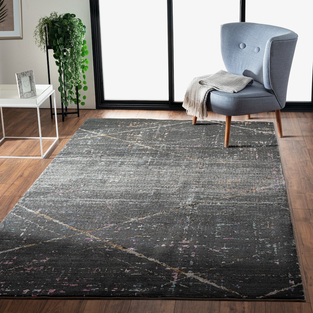 Impulse Performance Blend Area Rug Indoor in Black/Pink, 5' x 7'6"