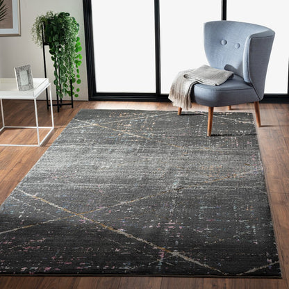 Impulse Performance Blend Area Rug Indoor in Black/Pink, 5' x 7'6"